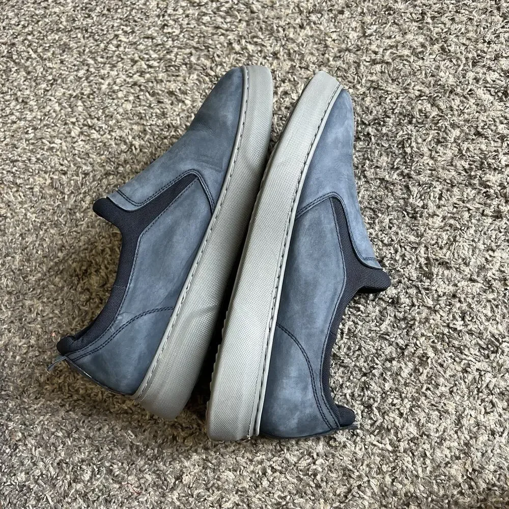 Samuel Hubbard Flight Men’s 8.5 W Nubuck Leather Slip-On Sneakers Navy Blue